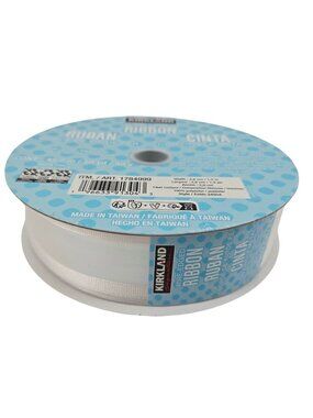 Kirkland Signature Wire Edged Ribbon 1.5 In x 50 Yards White Polyester Taiwan